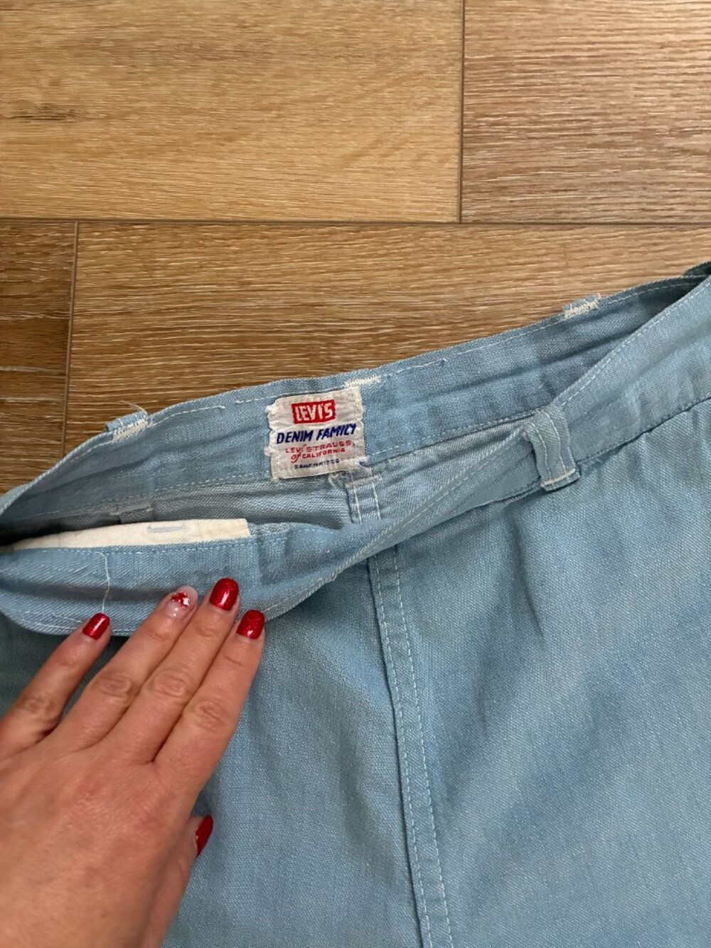 1950s Levi's Denim Shorts | High Waist, Pearl Snap, 25" Waist - Picture 3 of 16